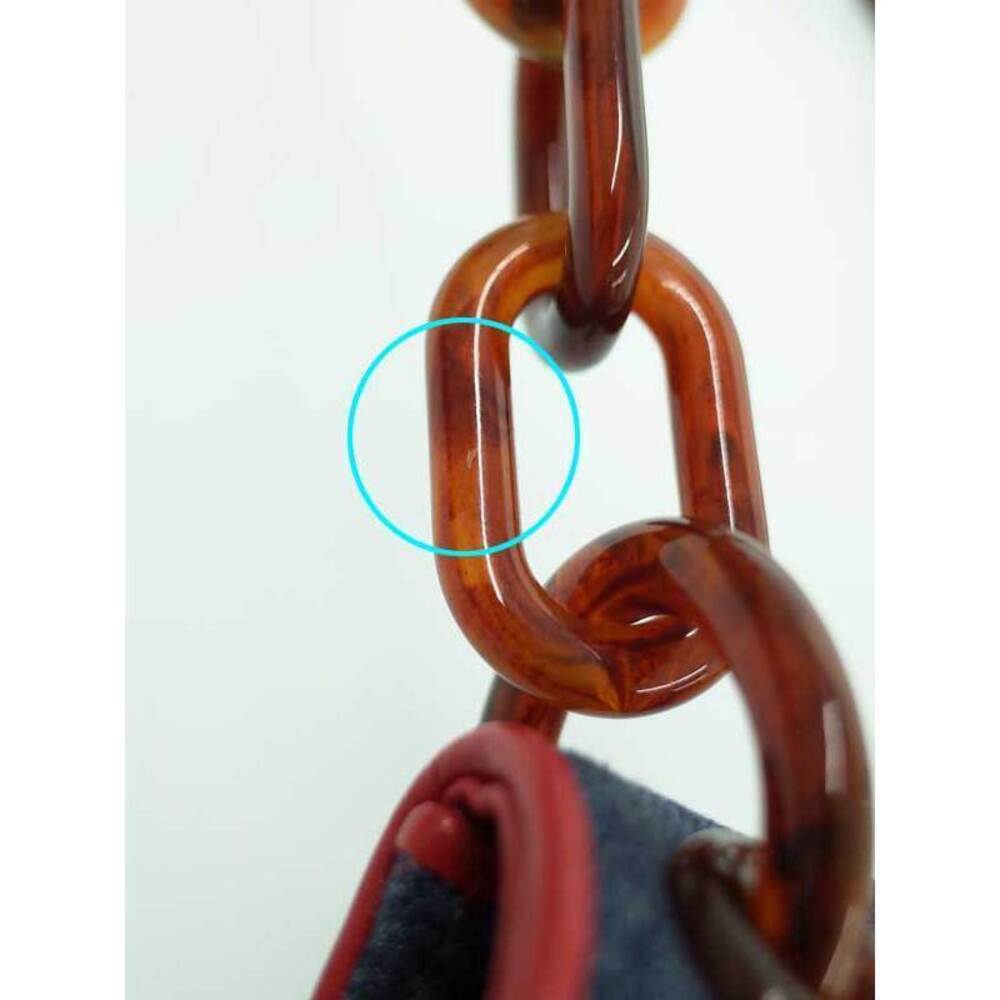 PRADA Lip Chain Shoulder Bag denim blue Red - Picture 7 of 9